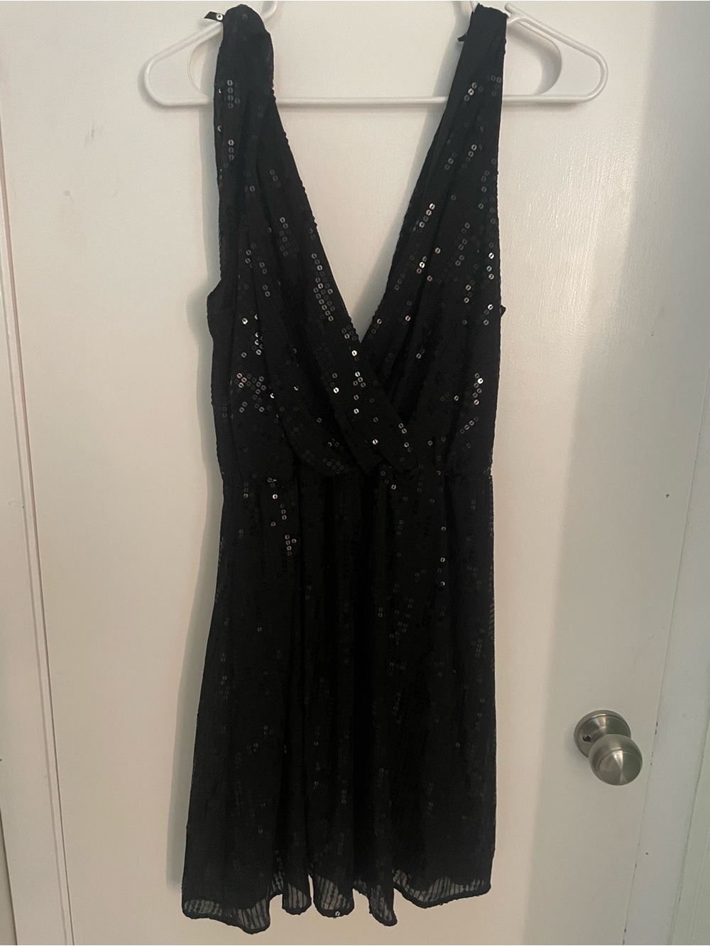 Express Black Sequin V-Neck Party Dress